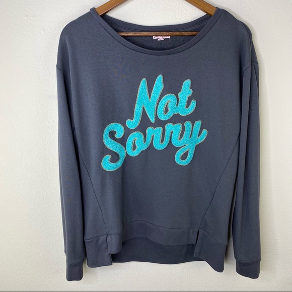 Juicy couture “Not Sorry” pullover sweatshirt 3-D graphic spell out gray size M - Picture 10 of 11